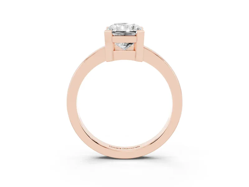 Radiant Cut Solitaire Engagement Ring Setting | Flat Tab Prongs | Rose Gold