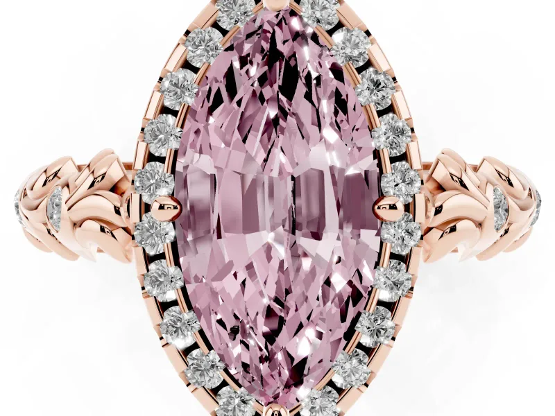 Marquise Leaf Halo Engagement Ring Setting for a Fancy Pink Lab-Grown Diamond | Rose Gold
