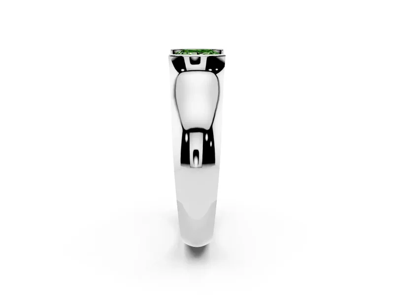Princess Cut Half Bezel Engagement Ring Setting for a Fancy Green Lab-Grown Diamond | Wide Band | Sterling Silver