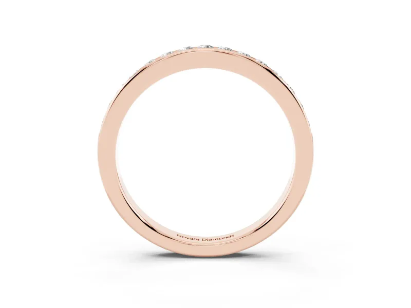 Round Lab-Grown Diamond Channel Set Half Eternity Band | Flush Walls | Rose Gold