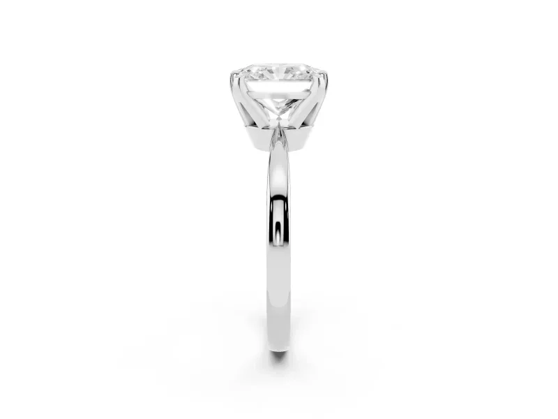 Radiant Cut Tapered Solitaire Engagement Ring Setting | Claw Prong Head | Sterling Silver