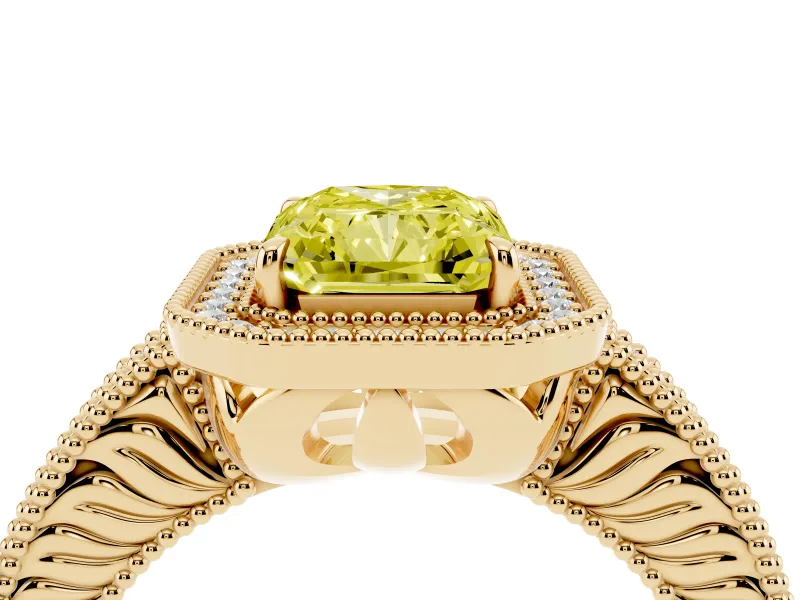 Radiant Cut Halo Engagement Ring Setting for a Fancy Yellow Lab-Grown Diamond | Yellow Gold - Design NV-24525