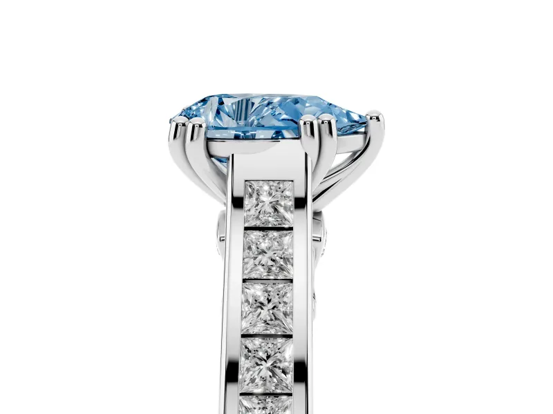Pear-Shaped Channel Engagement Ring Setting for a Fancy Blue Lab-Grown Diamond | Sterling Silver - Design NV-24671