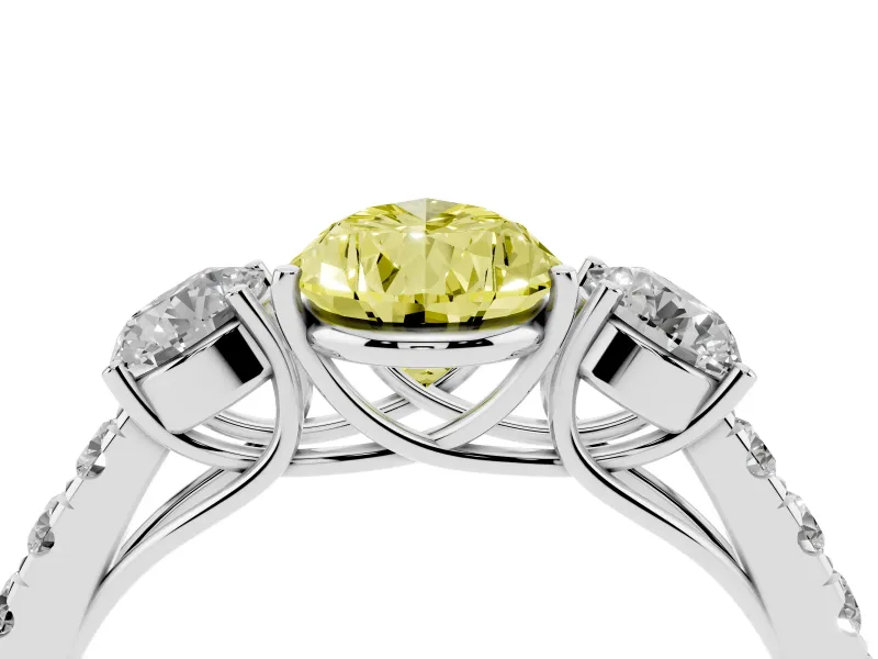Pear-Shaped Engagement Ring Setting for a Fancy Yellow Lab-Grown Diamond | Three Stone | Platinum
