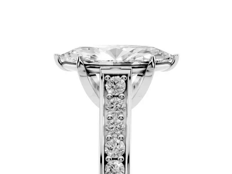 Marquise Graduated Pavé Solitaire Engagement Ring Setting | Wide Pavé Row Band | Platinum