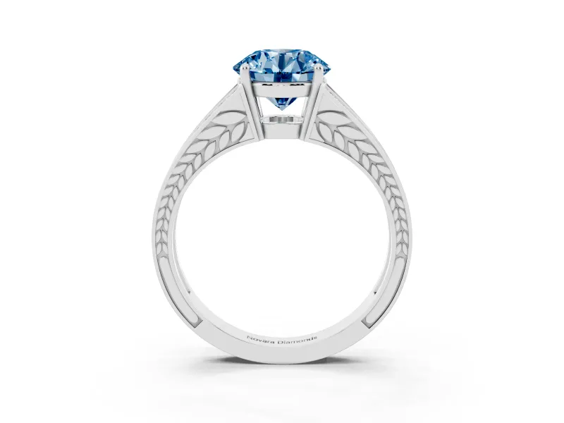 Round Split Shank Pavé Engagement Ring Setting for a Fancy Blue Lab-Grown Diamond | Platinum