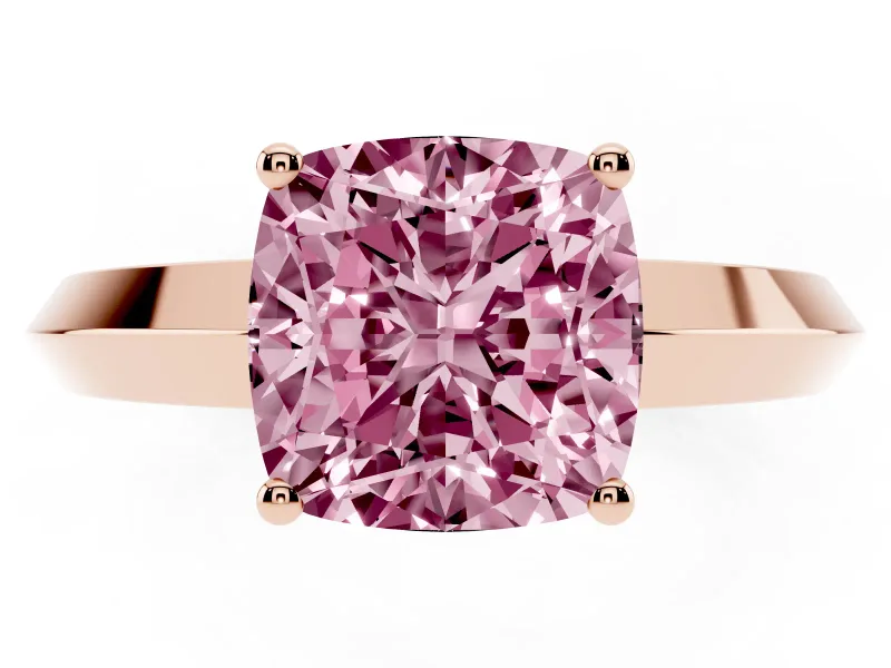 Cushion Cut Knife-Edge Engagement Ring Setting for a Fancy Pink Lab-Grown Diamond | Rose Gold