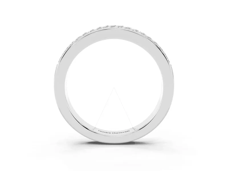 Round Diamond Pavé Contour Band Set in Silver
