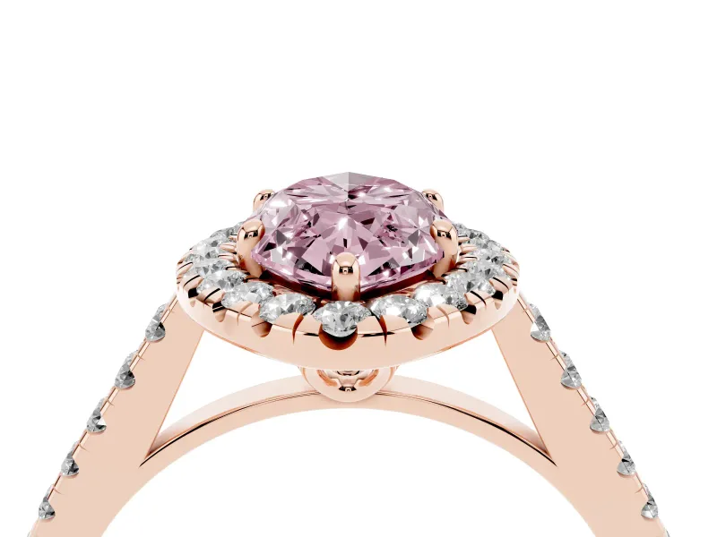 Marquise Raised Halo Engagement Ring Setting for a Fancy Pink Lab-Grown Diamond | Rose Gold