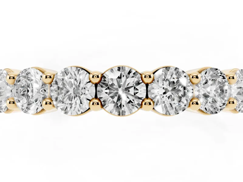 Round Lab-Grown Diamond Prong Set Half Eternity Wedding Band | Raised Row | Yellow Gold