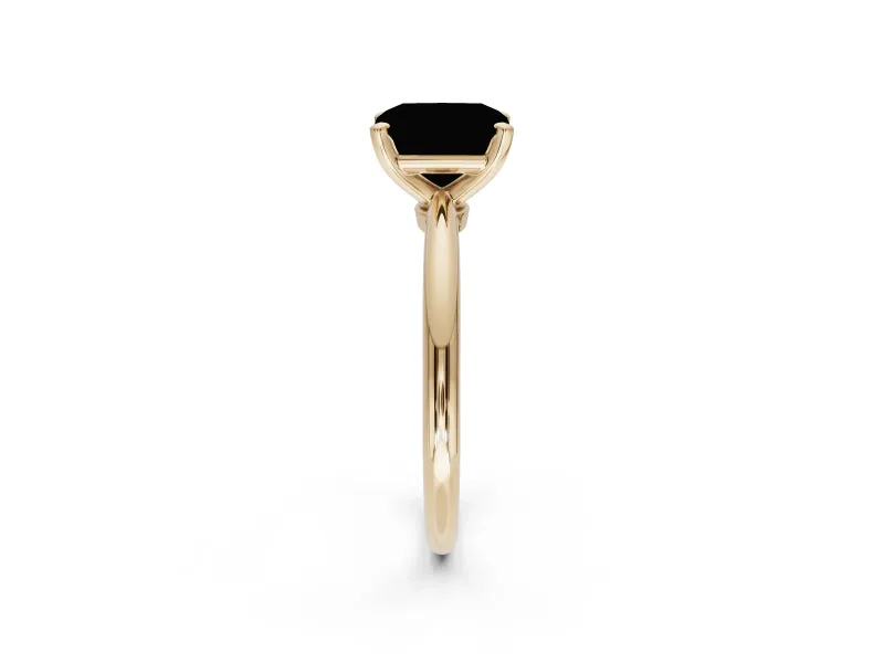Radiant Cut Solitaire Engagement Ring Setting for a Fancy Pink Lab-Grown Diamond | Tapered Plain Band | Yellow Gold