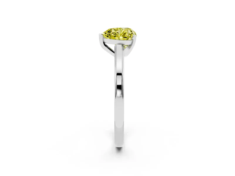 Heart-Shaped Plain Engagement Ring Setting for a Fancy Yellow Lab-Grown Diamond | Sterling Silver - Design NV-24570