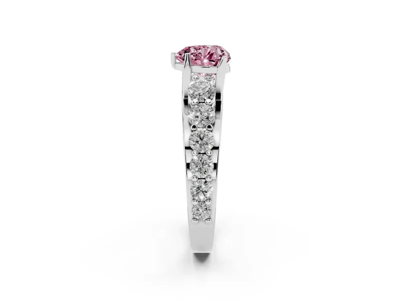 Heart-Shaped Graduated Engagement Ring Setting for a Fancy Pink Lab-Grown Diamond | Platinum