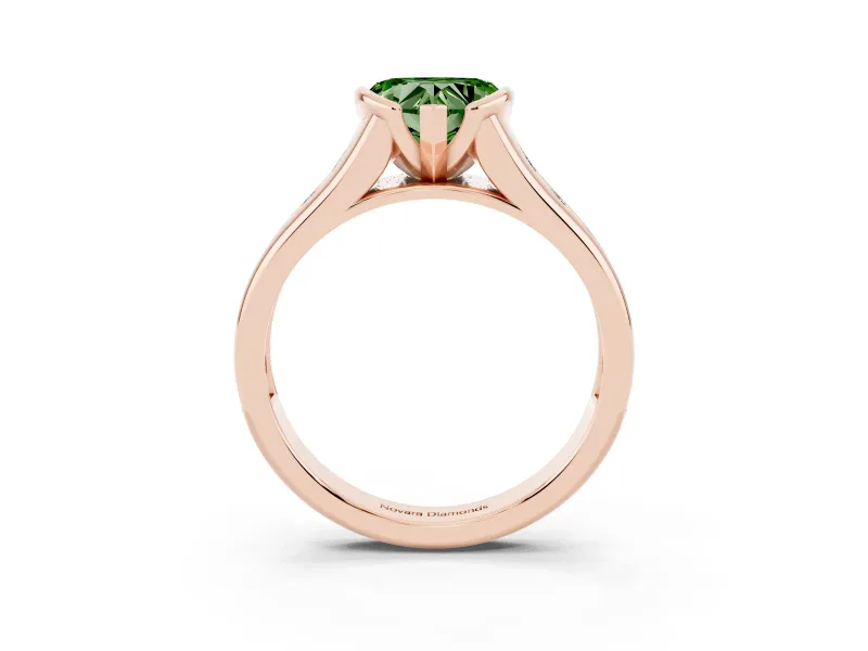 Heart-Shaped Half Bezel Engagement Ring Setting for a Fancy Green Lab-Grown Diamond | Rose Gold