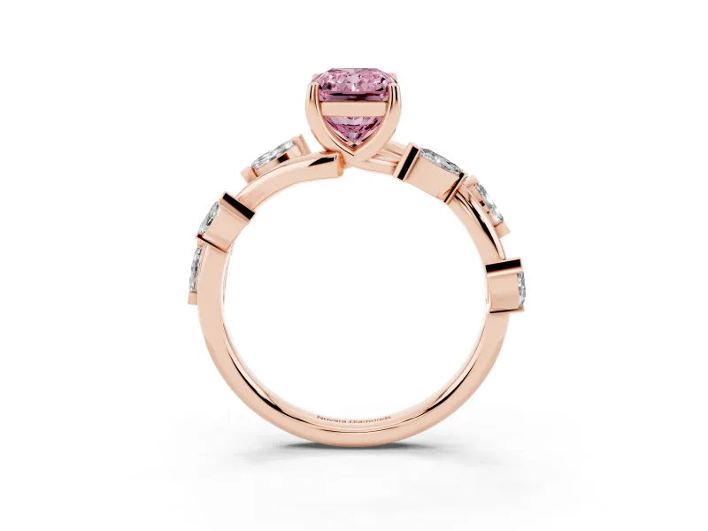 Radiant Cut Twisted Vine Engagement Ring Setting for a Fancy Pink Lab-Grown Diamond | Rose Gold