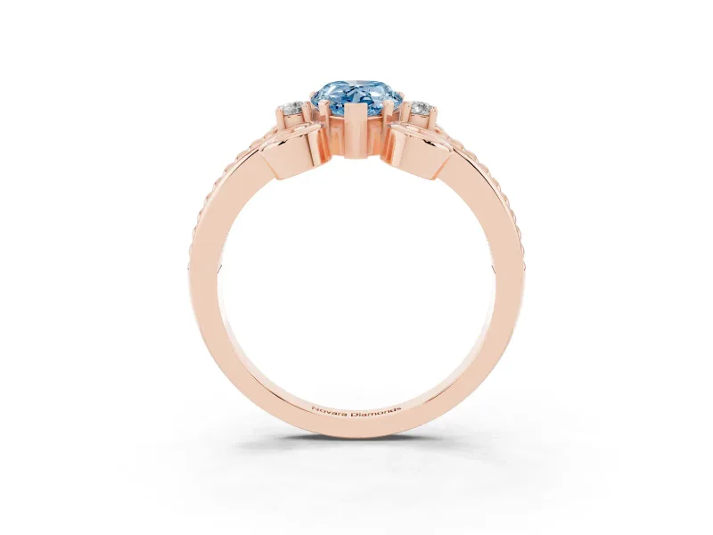 Pear-Shaped Scroll Solitaire Engagement Ring Setting for a Fancy Blue Lab-Grown Diamond | Rose Gold