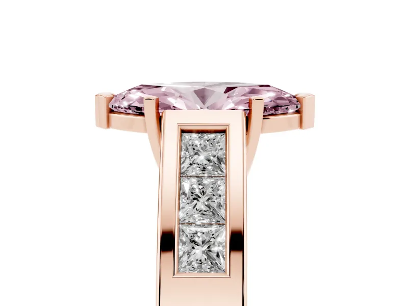 Marquise Channel-Set Engagement Ring Setting for a Fancy Pink Lab-Grown Diamond | Rose Gold