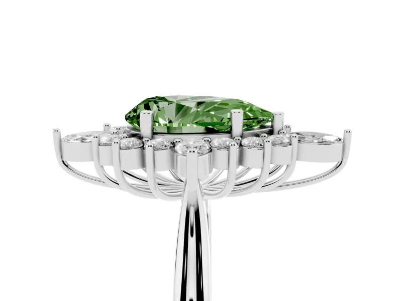 Pear-Shaped Engagement Ring Setting for a Fancy Green Lab-Grown Diamond | White Gold - Design NV-24790