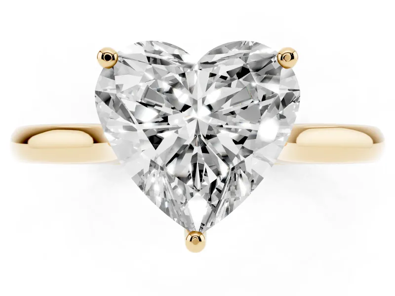 Heart-Shaped Cathedral Solitaire Engagement Ring Setting | Plain Band | Yellow Gold