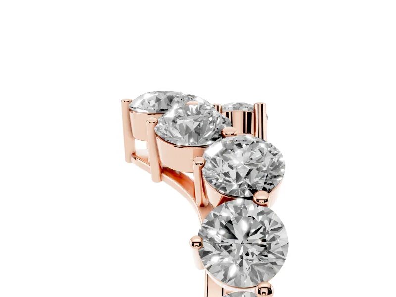 Round Diamond Curved Cluster Band Set in Rose gold with Split Shank and Prong Setting