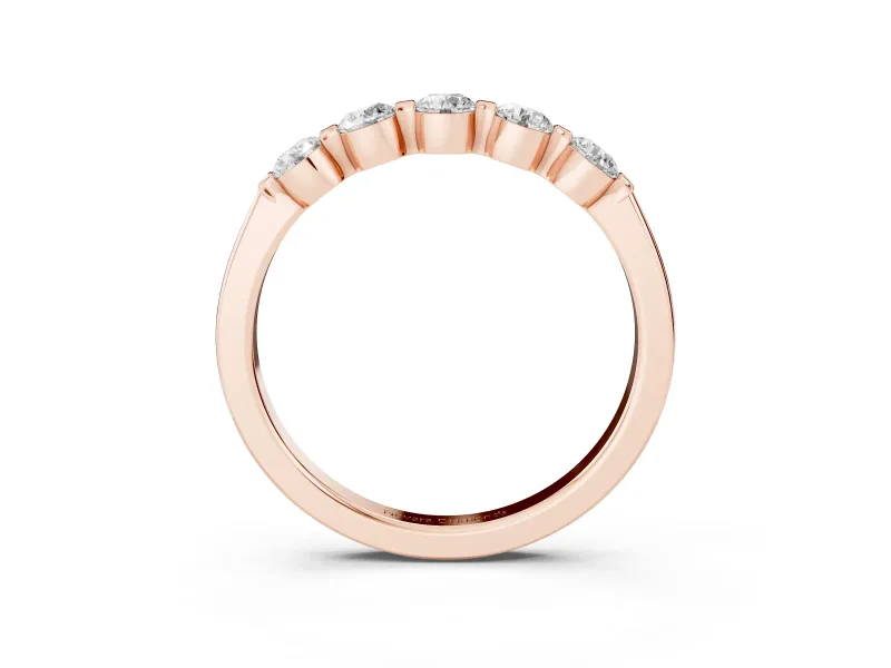 Five-Stone Round Diamond Half Eternity Bridal Band Set in Rose gold with Prong-Set Stones