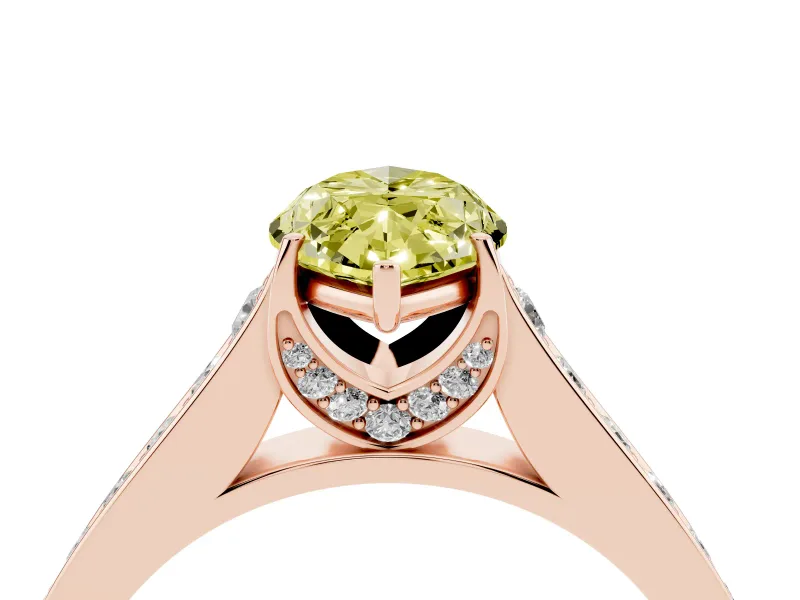 Marquise Graduated Pavé Engagement Ring Setting for a Fancy Yellow Lab-Grown Diamond | Rose Gold