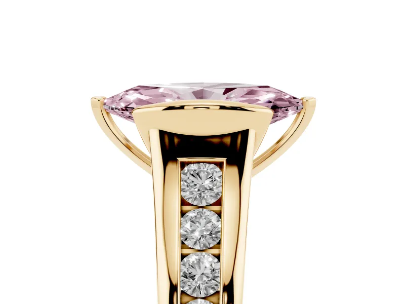 Marquise Half Bezel Engagement Ring Setting for a Fancy Pink Lab-Grown Diamond | Yellow Gold