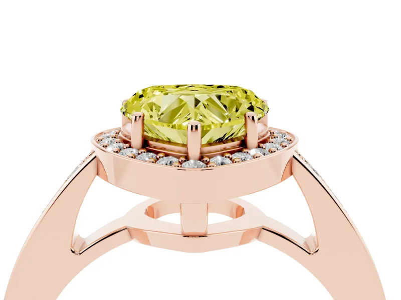 Heart-Shaped Framed Halo Engagement Ring Setting for a Fancy Yellow Lab-Grown Diamond | Rose Gold