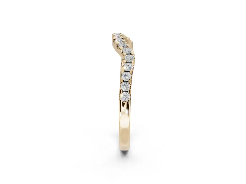 Round Lab-Grown Diamond Pavé Curved Wedding Band | Micro Prong Set | Yellow Gold