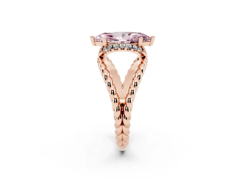 Marquise Rope Split Shank Engagement Ring Setting for a Fancy Pink Lab-Grown Diamond | Rose Gold