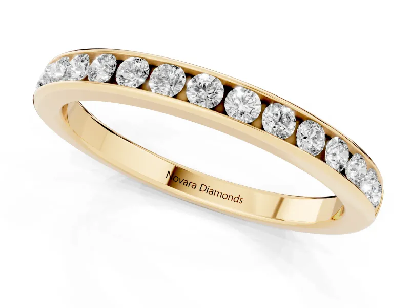 Round Diamond Wedding Eternity Band Set in Yellow gold with Channel Setting