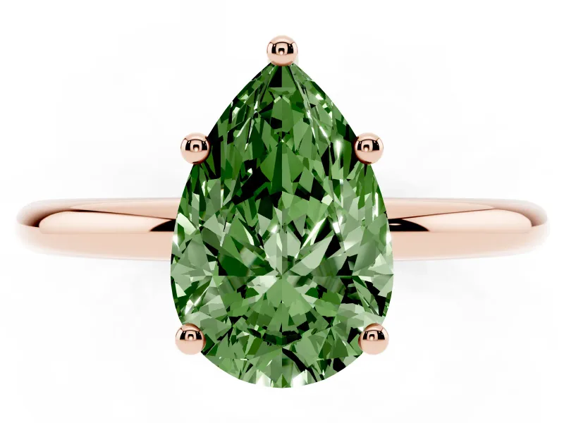 Pear-Shaped Micro-Prong Hidden Halo Engagement Ring Setting for a Fancy Green Lab-Grown Diamond | Plain Band | Rose Gold