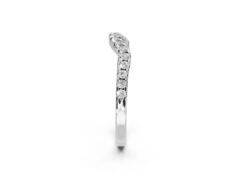 Round Lab-Grown Diamond Pavé Curved Wedding Band | Micro Prong Set | Platinum