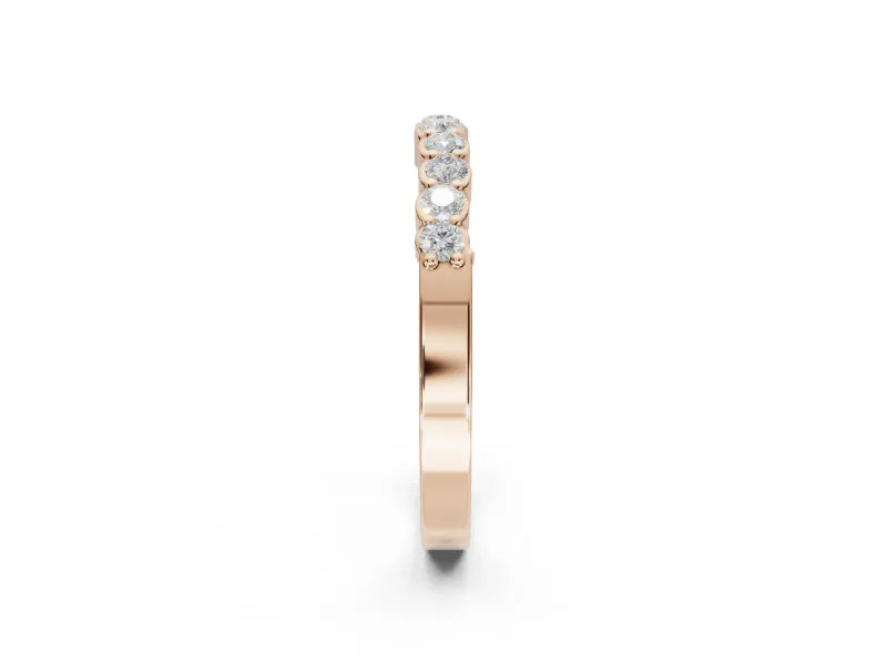 Round Lab-Grown Diamond U-Prong Set Wedding Band | Open Side Arcs | Rose Gold
