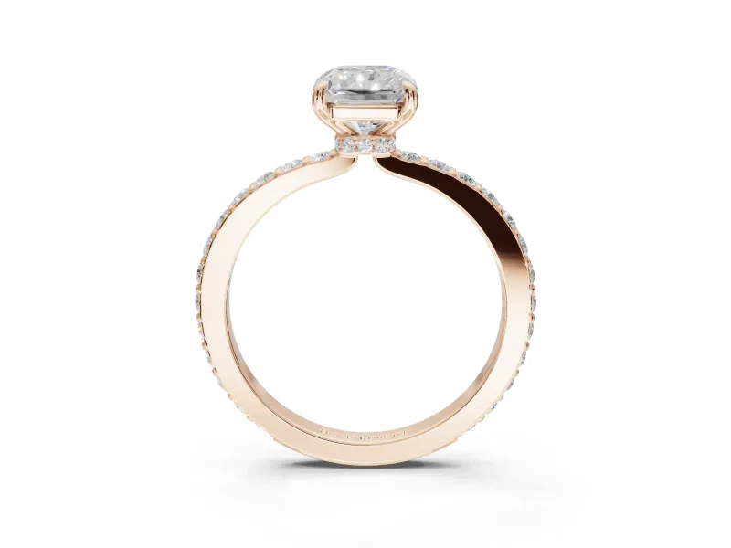 Radiant Cut Hidden Halo Engagement Ring Setting | Rose Gold