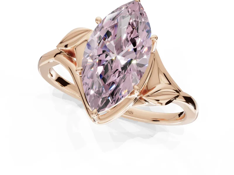 Marquise Bypass Solitaire Engagement Ring Setting for a Fancy Pink Lab-Grown Diamond | Rose Gold