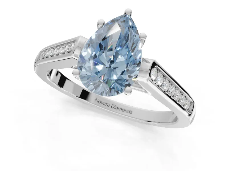 Pear-Shaped Cathedral Solitaire Engagement Ring Setting for a Fancy Blue Lab-Grown Diamond | Channel Set Band | Platinum