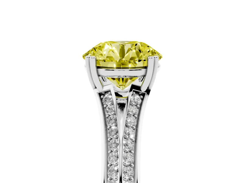 Round Split Shank Engagement Ring Setting for a Fancy Yellow Lab-Grown Diamond | Platinum