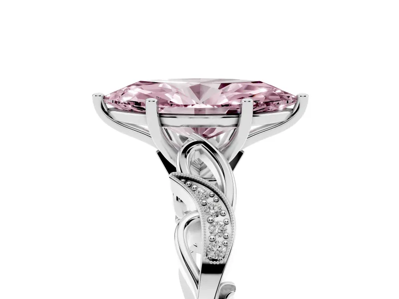 Marquise Vine Engagement Ring Setting for a Fancy Pink Lab-Grown Diamond | White Gold