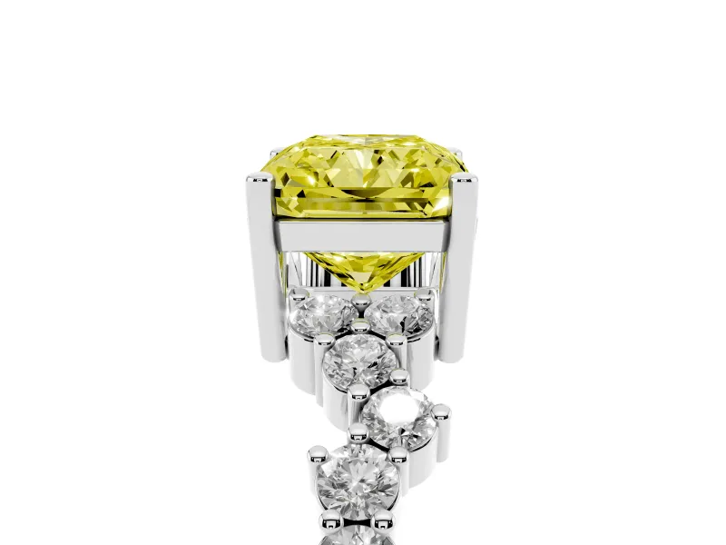 Radiant Cut Scattered Accent Engagement Ring Setting for a Fancy Yellow Lab-Grown Diamond | Platinum