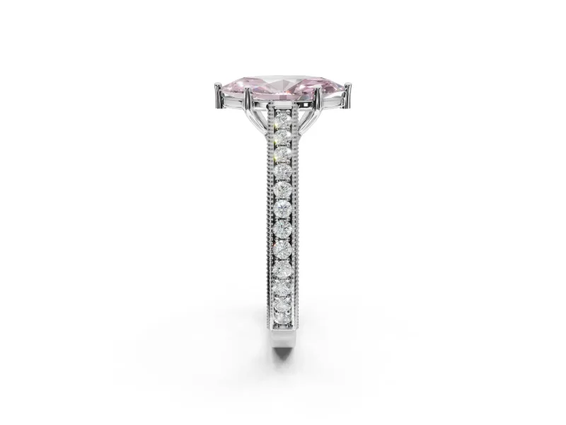 Marquise Vintage Engagement Ring Setting for a Fancy Pink Lab-Grown Diamond | Sterling Silver - Design NV-24644