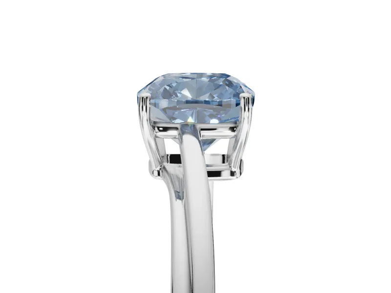 Cushion Cut Bypass Solitaire Engagement Ring Setting for a Fancy Blue Lab-Grown Diamond | Sterling Silver