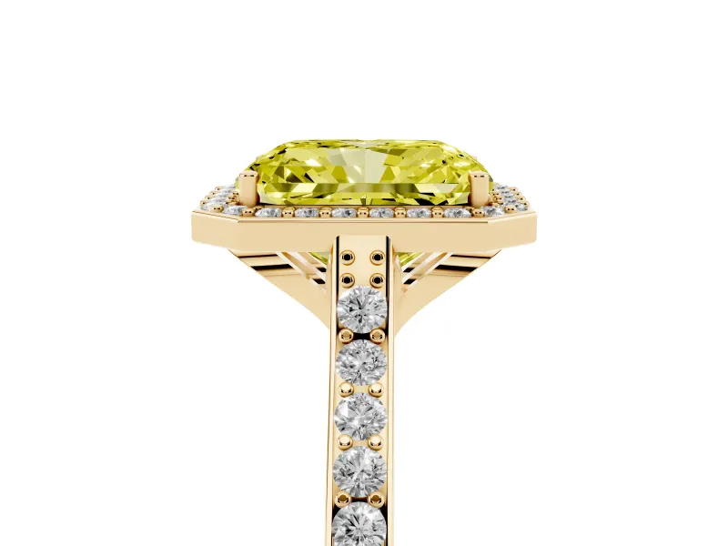 Radiant Cut Halo Engagement Ring Setting for a Fancy Yellow Lab-Grown Diamond | Yellow Gold - Design NV-24729