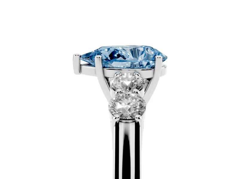 Pear-Shaped 5 Stone Engagement Ring Setting for a Fancy Blue Lab-Grown Diamond | White Gold