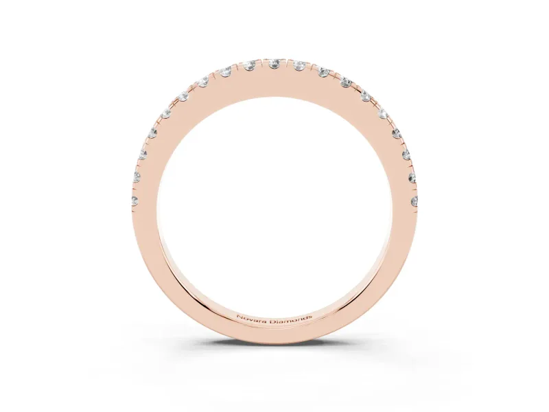 Round Diamond Slender Eternity Band Set in Rose gold with Pavé U-Prong Setting