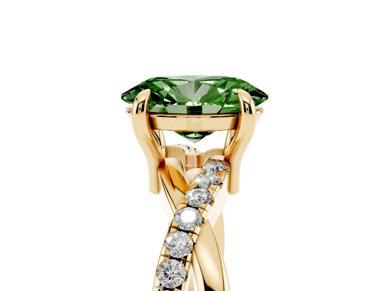 Oval Twist Engagement Ring Setting for a Fancy Green Lab-Grown Diamond | Yellow Gold