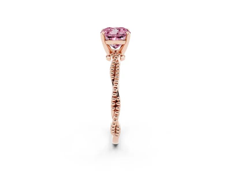 Cushion Cut Twisted Solitaire Engagement Ring Setting for a Fancy Pink Lab-Grown Diamond | Rose Gold