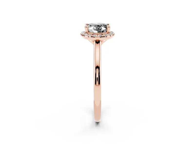 Oval Halo Engagement Ring Setting for a Black Center | Plain Polished Band | Rose Gold