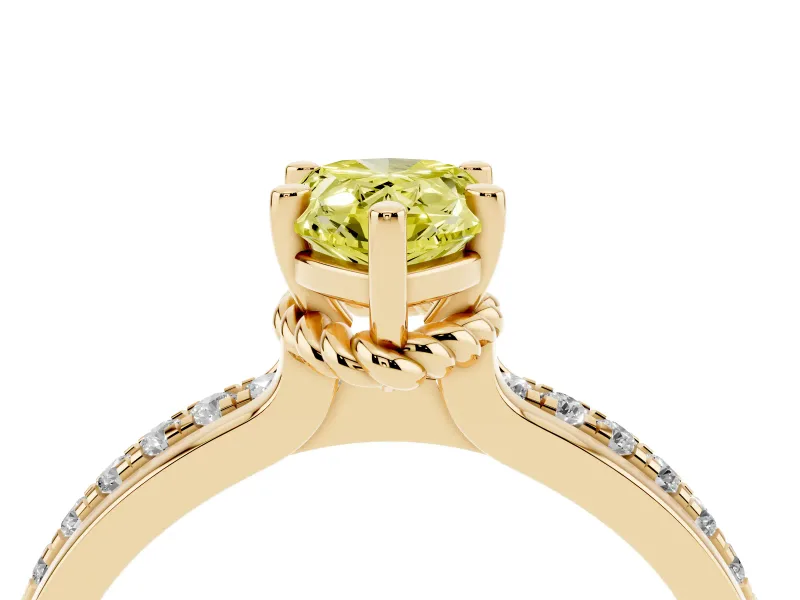 Pear-Shaped Channel Set Engagement Ring Setting for a Fancy Yellow Lab-Grown Diamond | Rope Collar | Yellow Gold