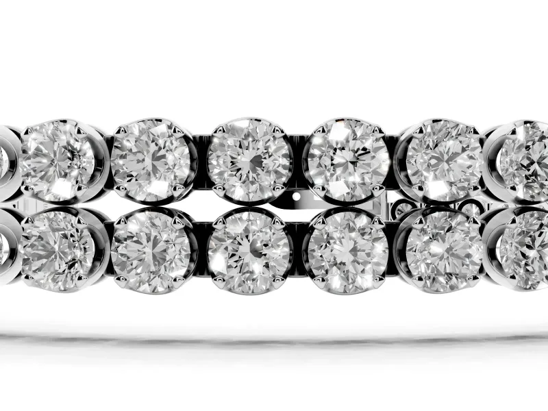 Round Lab-Grown Diamond Double Row Tennis Bracelet | Aligned Rows | White Gold